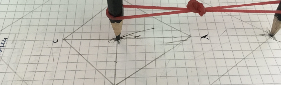 geometrische Konstruktion mit Gummi und zwei Stiften