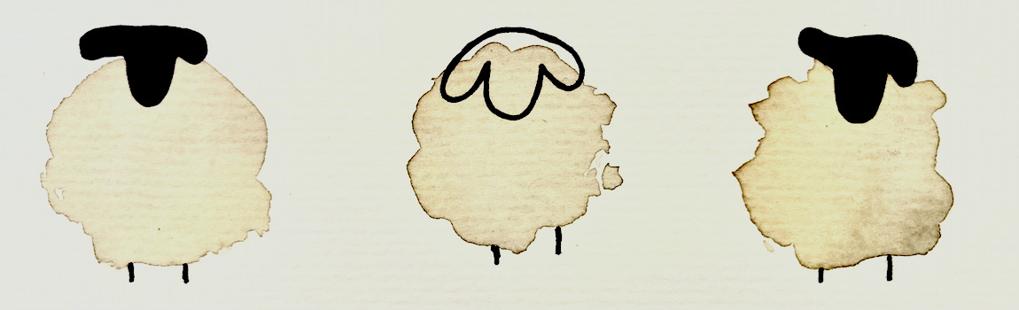 drei gezeichnete Schafe